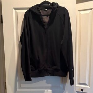 Fabletics Classic Black Zip-Up Hoodie with Hood